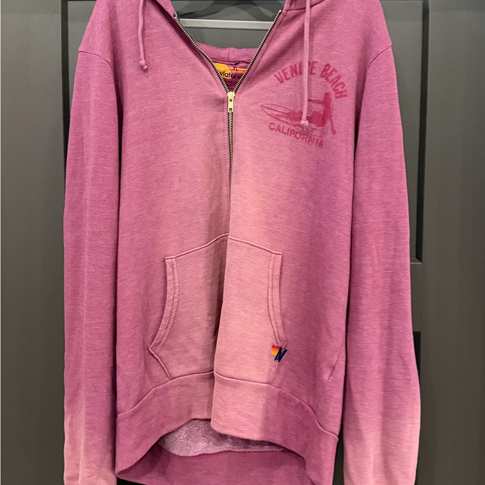 Aviator Nation Venice Beach Washed Berry Hoodie - Size XL